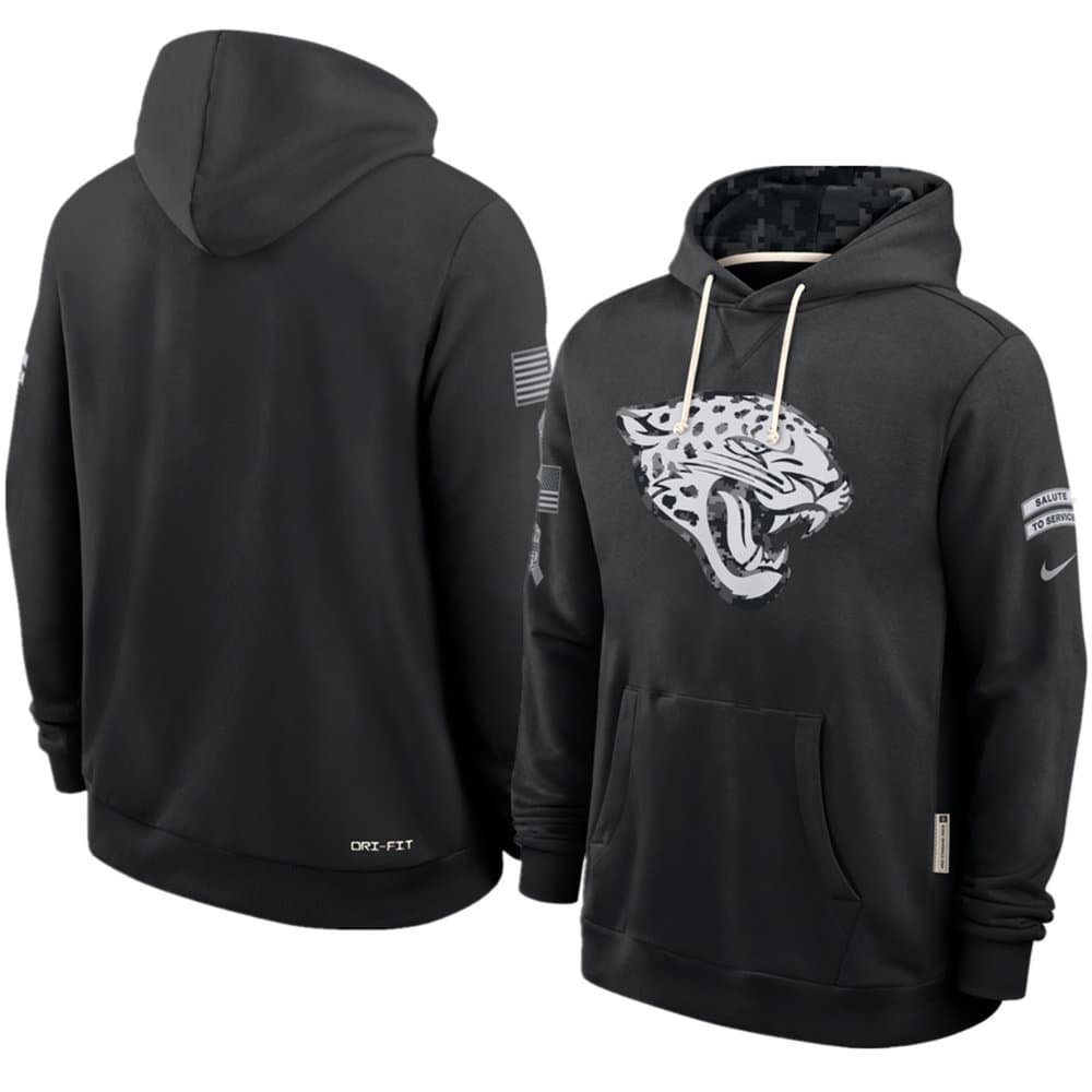 Men's Jacksonville Jaguars Nike Black 2026 Salute to Service Sideline Dri-FIT Pullover Hoodie