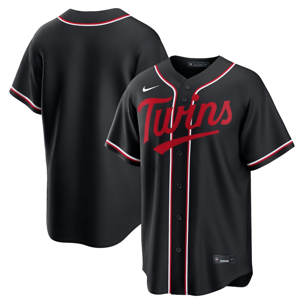 Youth Minnesota Twins Fashion Replica Black Out Jersey