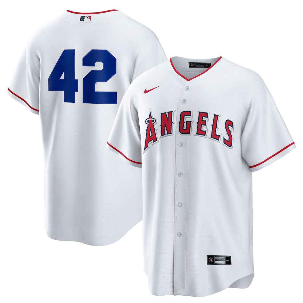 Men's Los Angeles Angels #42 Jackie Robinson Nike White Home 2025 Jackie Robinson Day Replica Jersey