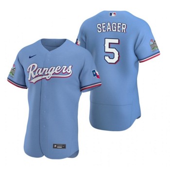 Men's Texas Rangers #5 Corey Seager Light Blue Flex Base Stitched Jersey