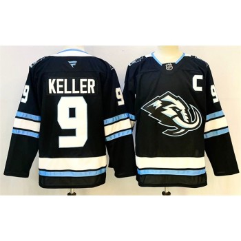 Men's Utah Mammoth #9 Clayton Keller Navy 2025 With C Patch Stitched Premium Jersey Men's Utah Mammoth #9 Clayton Keller Navy 2025 With C Patch Stitched Premium Jersey