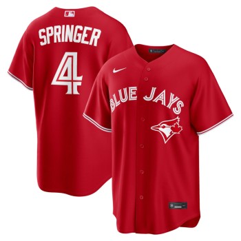 Men's Toronto Blue Jays #4 George Springer Nike Red Canada Day Replica Jersey
