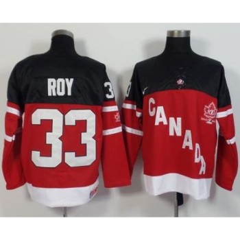 Olympic CA. #33 Patrick Roy Red 100th Anniversary Stitched NHL Jersey