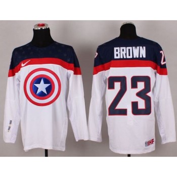 Olympic Team USA #23 Dustin Brown White Captain America Fashion Stitched NHL Jersey
