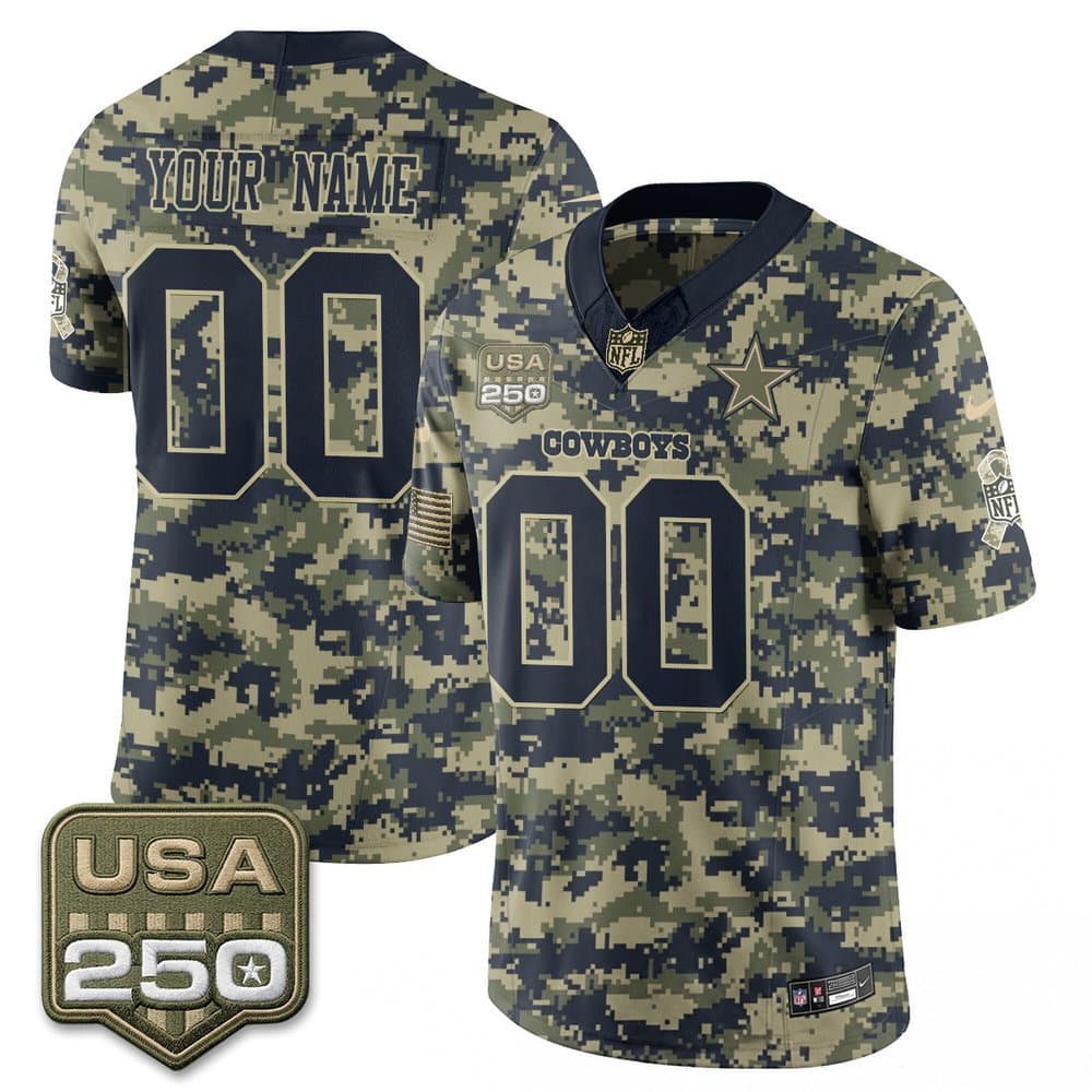Men's Dallas Cowboys Camo 2026 Salute to Service Vapor F.U.S.E. Limited Custom Jersey