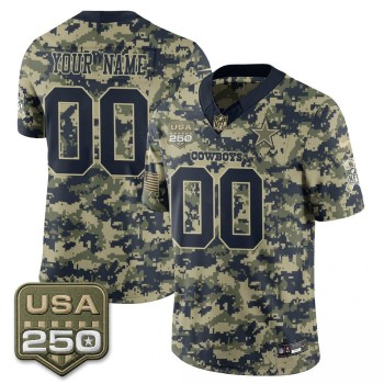 Men's Dallas Cowboys Camo 2026 Salute to Service Vapor F.U.S.E. Limited Custom Jersey