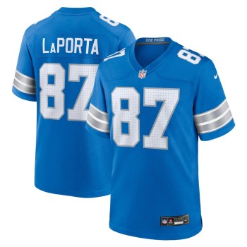 Men's Detroit Lions #87 Sam LaPorta Blue Game Jersey Men's Detroit Lions #87 Sam LaPorta Blue Game Jersey