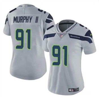 Women's Seattle Seahawks #91 Byron Murphy II 2024 Draft Grey Vapor Limited Stitched Football Jersey(Run Small) Women's Seattle Seahawks #91 Byron Murphy II 2024 Draft Grey Vapor Limited Stitched Football Jersey(Run Small)
