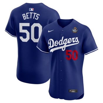 Men's Los Angeles Dodgers #50 Mookie Betts Royal 2024 World Series Alternate Elite Player Jersey Men's Los Angeles Dodgers #50 Mookie Betts Royal 2024 World Series Alternate Elite Player Jersey