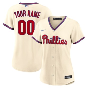 Women's Philadelphia Phillies Nike Cream Alternate Replica Custom Jersey