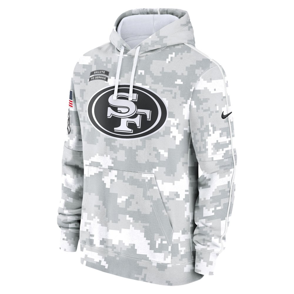 Men's San Francisco 49ers Arctic Camo 2024 Salute To Service Big & Tall Club Fleece Pullover Hoodie