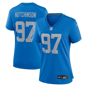 Women's Detroit Lions #97 Aidan Hutchinson Blue Alternate Game Jersey Women's Detroit Lions #97 Aidan Hutchinson Blue Alternate Game Jersey