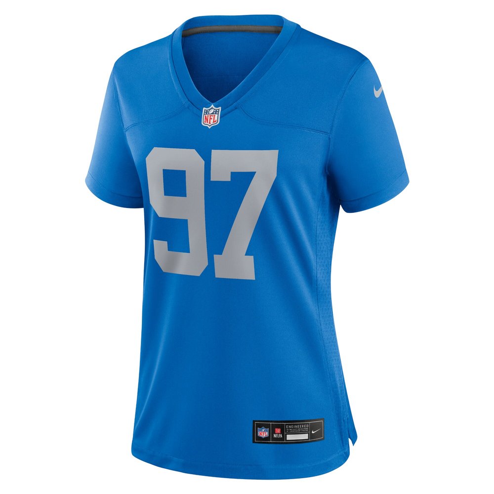Women's Detroit Lions #97 Aidan Hutchinson Blue Alternate Game Jersey Women's Detroit Lions #97 Aidan Hutchinson Blue Alternate Game Jersey