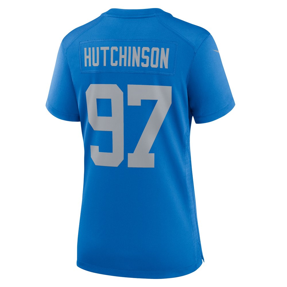 Women's Detroit Lions #97 Aidan Hutchinson Blue Alternate Game Jersey Women's Detroit Lions #97 Aidan Hutchinson Blue Alternate Game Jersey