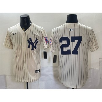 Youth New York Yankees #27 Giancarlo Stanton Cream 2026 Field of Dreams Stadium Baseball Jersey