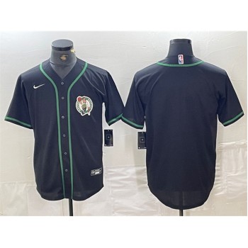 Men's Boston Celtics Blank Black With Patch Stitched Baseball Jersey