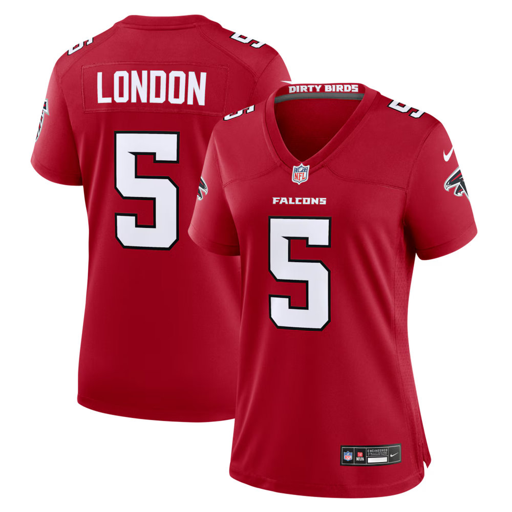 Women's Atlanta Falcons #5 Drake London Nike Red Game Jersey Women's Atlanta Falcons #5 Drake London Nike Red Game Jersey