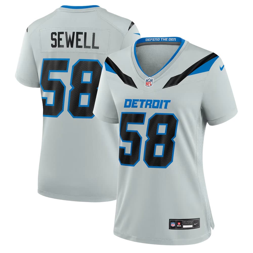 Women's Detroit Lions #58 Penei Sewell Grey 2026 Rivalries Collection Game Jersey