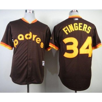 Padres #34 Rollie Fingers Coffee 1984 Turn Back The Clock Stitched MLB Jersey
