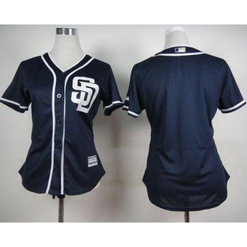 Padres Blank Navy Blue Alternate 1 Women's Stitched MLB Jersey