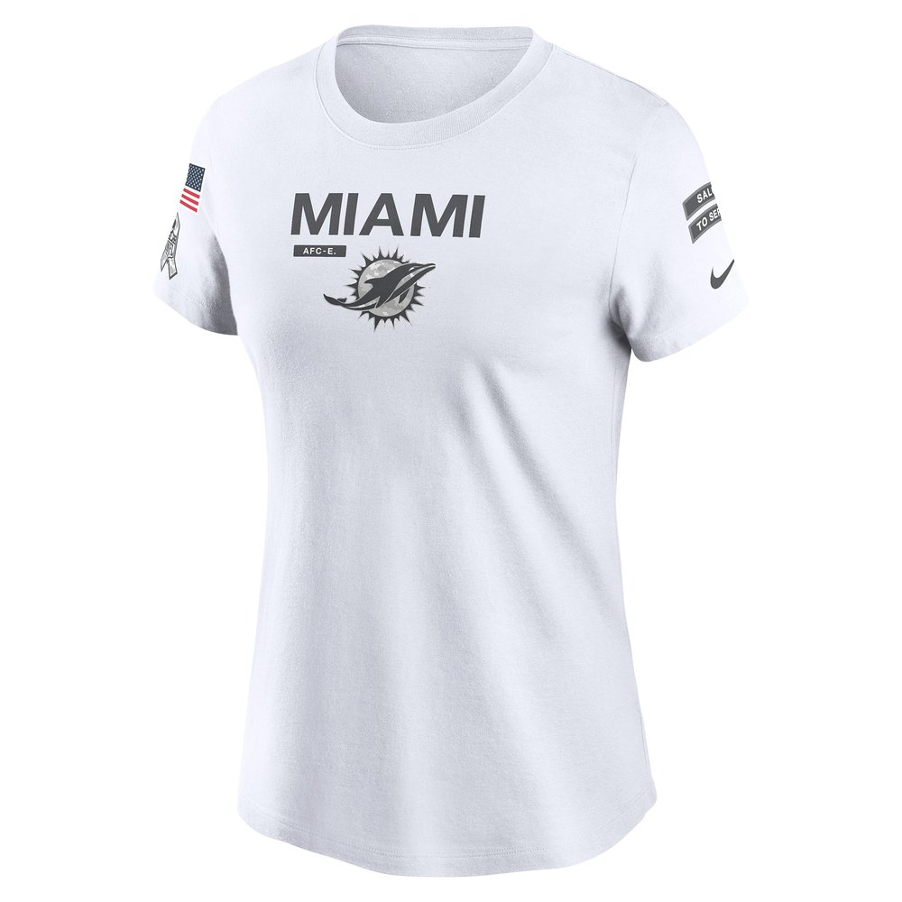 Women's Miami Dolphins  White 2024 Salute To Service Legend Performance T-Shirt