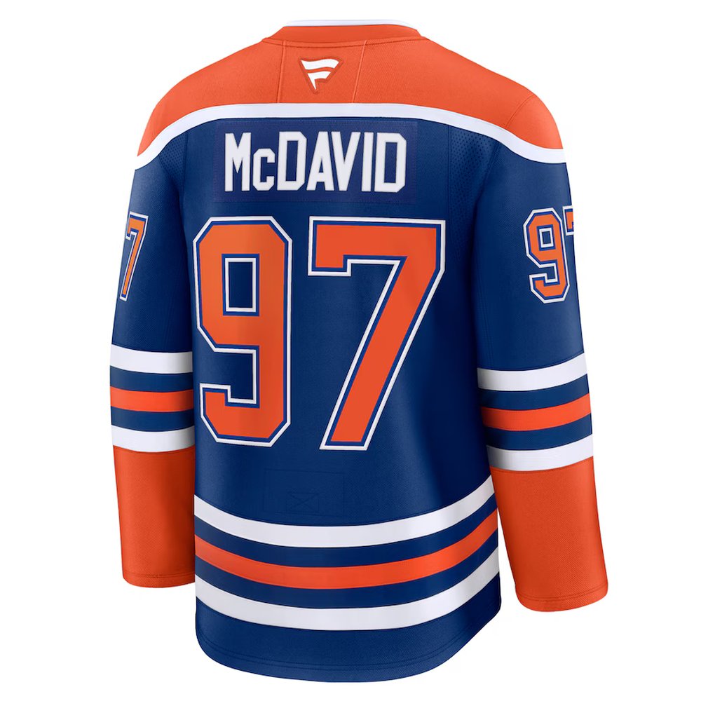 Men's Edmonton Oilers #97 Connor McDavid Royal Home Premium Jersey