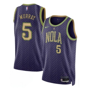 Men's New Orleans Pelicans #5 Dejounte Murray Purple 2024-25 City Ediiton Stitched Basketball Jersey