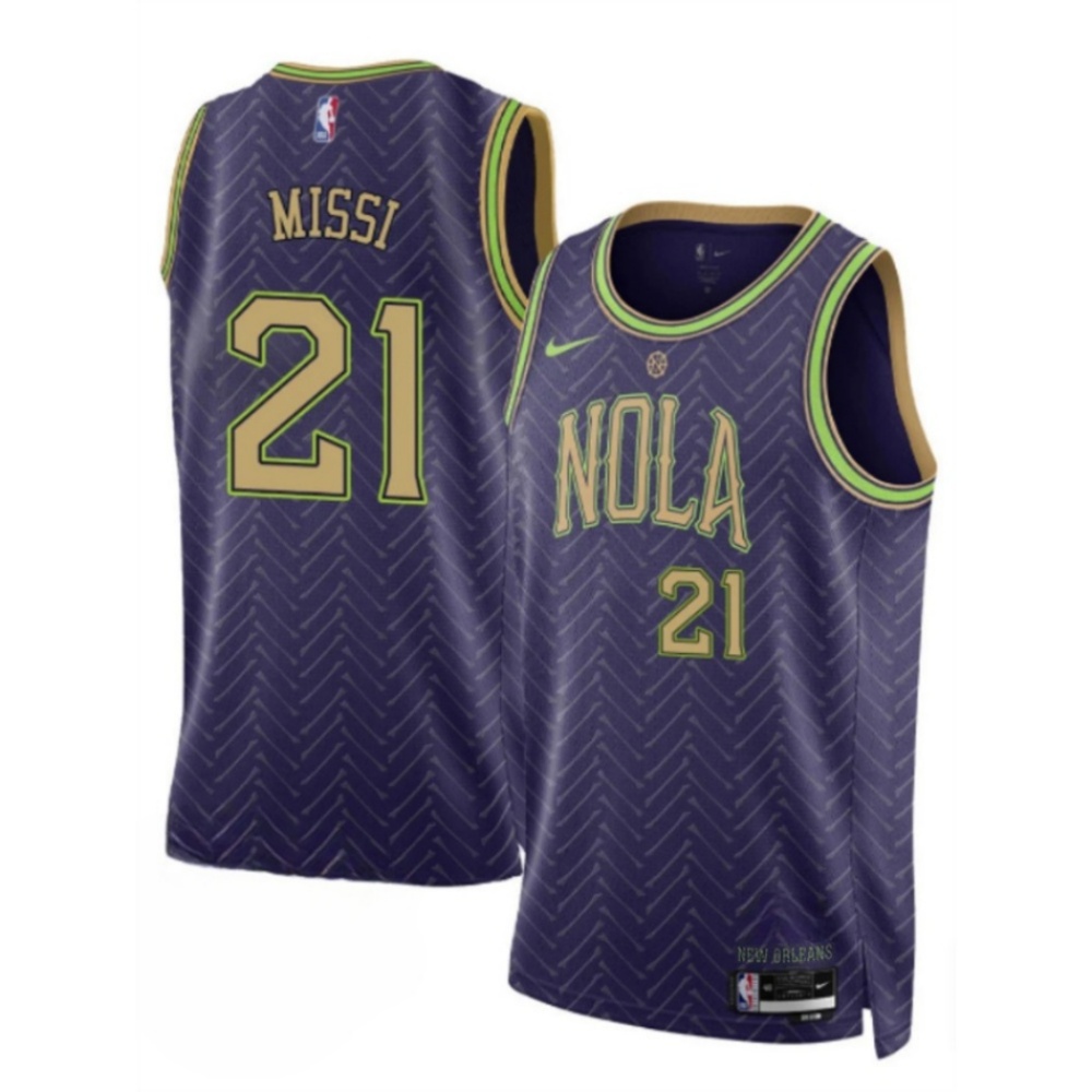 Men's New Orleans Pelicans #21 Yves Missi Purple 2024-25 City Ediiton Stitched Basketball Jersey