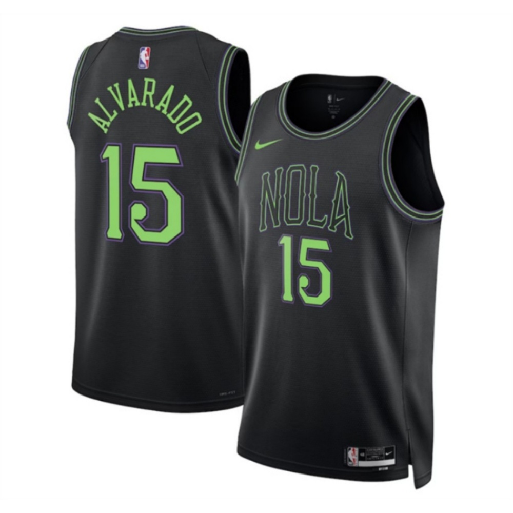 Men's New Orleans Pelicans #15 Jose Alvarado Black 2025/26 City Ediiton Stitched Basketball Jersey