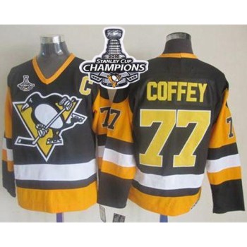 Penguins #77 Paul Coffey Black CCM Throwback 2016 Stanley Cup Champions Stitched NHL Jersey