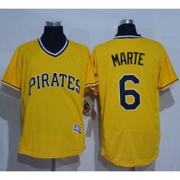 Pirates #6 Starling Marte Gold Flexbase Authentic Collection Cooperstown Stitched MLB Jersey Pirates #6 Starling Marte Gold Flexbase Authentic Collection Cooperstown Stitched MLB Jersey