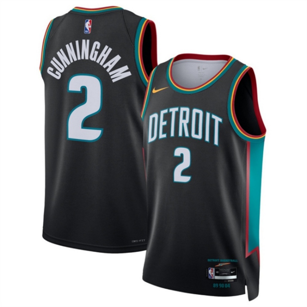 Men's Detroit Pistons #2 Cade Cunningham Cade Cunningham Black 2025/26 City Edition Stitched Basketball Jersey