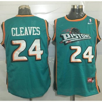 Pistons #24 Mateen Cleaves Green Throwback Stitched NBA Jersey