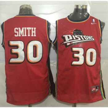Pistons #30 Joe Smith Red Throwback Stitched NBA Jersey