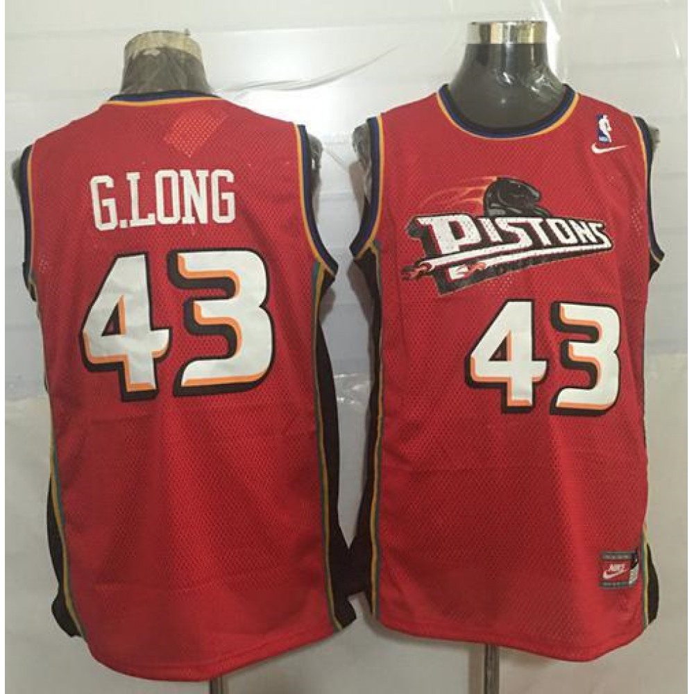 Pistons #43 Grant Long Red Throwback Stitched NBA Jersey