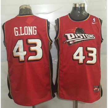 Pistons #43 Grant Long Red Throwback Stitched NBA Jersey