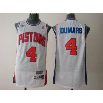 Pistons #4 Joe Dumars White Throwback Stitched NBA Jersey