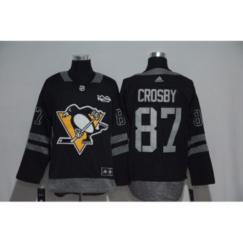 Pittsburgh Penguins #87 Sidney Crosby Black Men's 1917-2017 100th Anniversary  Stitched NHL Jersey