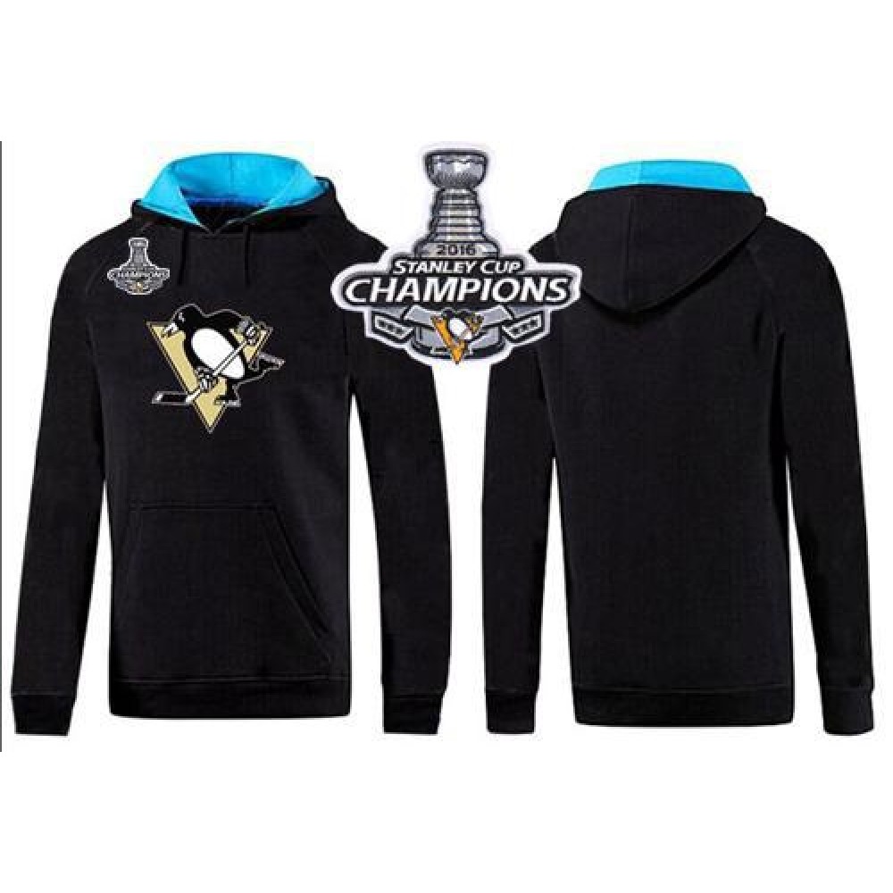 Pittsburgh Penguins Pullover Hoodie 2016 Stanley Cup Champions Black & Blue