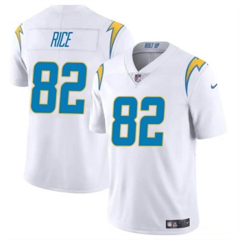 Men's Los Angeles Chargers #82 Brenden Rice White 2024 Draft Vapor Limited Stitched Football Jersey Men's Los Angeles Chargers #82 Brenden Rice White 2024 Draft Vapor Limited Stitched Football Jersey