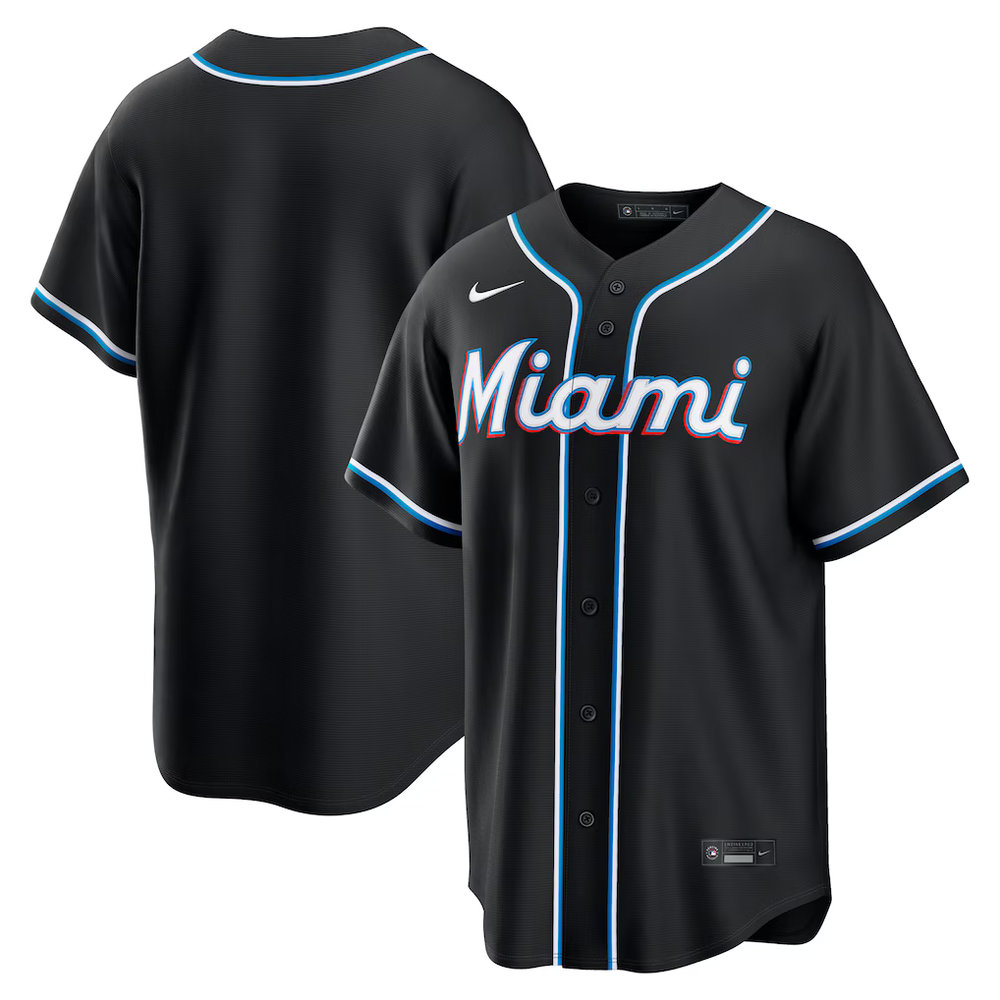 Youth Miami Marlins Fashion Replica Black Out Jersey