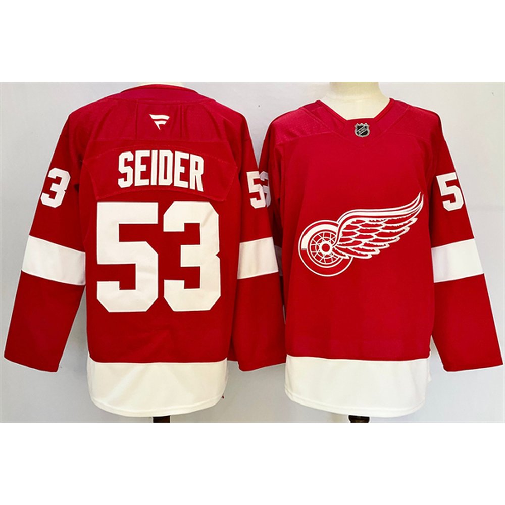Youth Detroit Red Wings #53 Moritz Seider Red 2024-25 Home Stitched Jersey