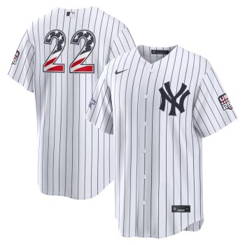 Men's New York Yankees #22 Ben Rice Nike White 2026 All-Star Edition Stars & Stripes Stadium Jersey