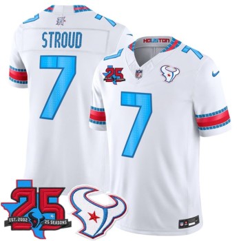 Men's Houston Texans #7 C.J. Stroud White 25th Anniversary Patch 'HOUSTON/US' 2026 Rivalries Collection Vapor F.U.S.E. Limited Jersey