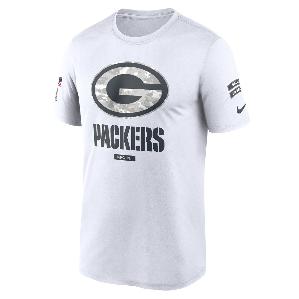 Men's Green Bay Packers White 2024 Salute To Service Legend Performance T-Shirt