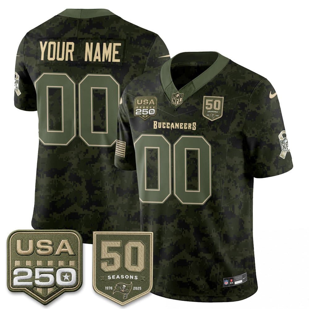 Men's Tampa Bay Buccaneers Camo 2026 Salute to Service Edition Vapor F.U.S.E. Limited Custom Jersey