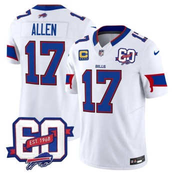 Youth Buffalo Bills #17 Josh Allen White 60th Anniversary Patch Vapor F.U.S.E. Limited Jersey Youth Buffalo Bills #17 Josh Allen White 60th Anniversary Patch Vapor F.U.S.E. Limited Jersey