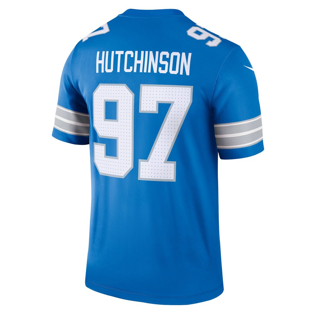 Men's Detroit Lions #97 Aidan Hutchinson Blue Legend Jersey Men's Detroit Lions #97 Aidan Hutchinson Blue Legend Jersey