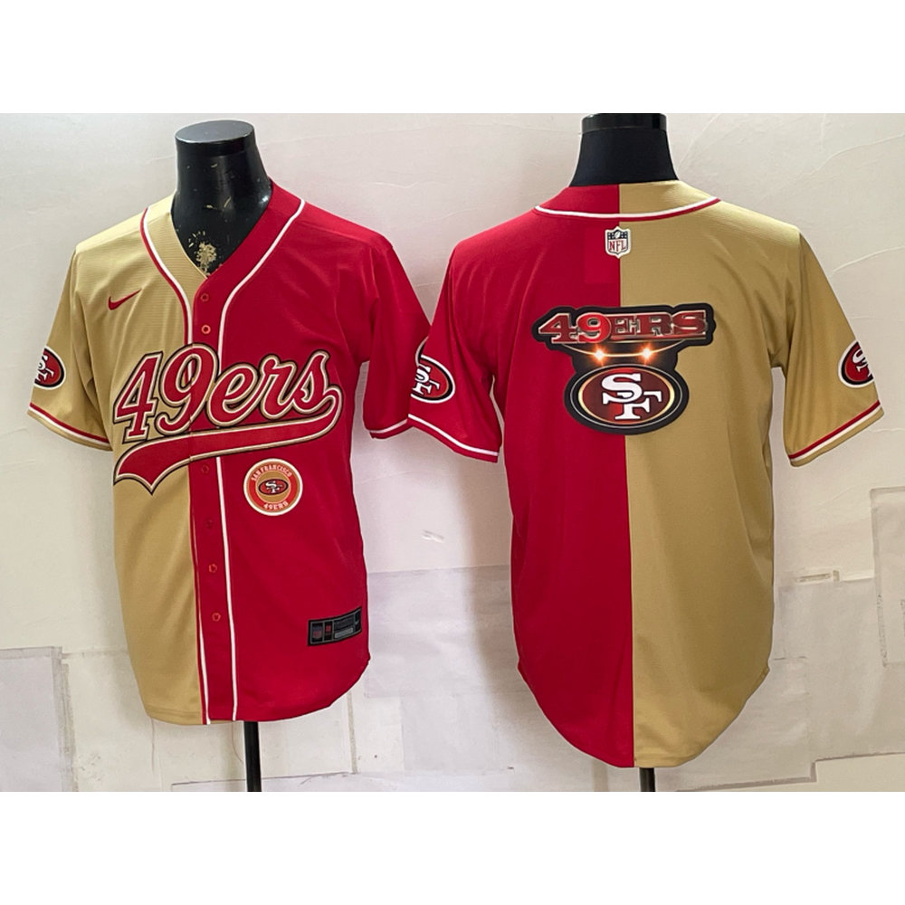 Men's San Francisco 49ers Red Split Cool Base Stitched Baseball Jersey
