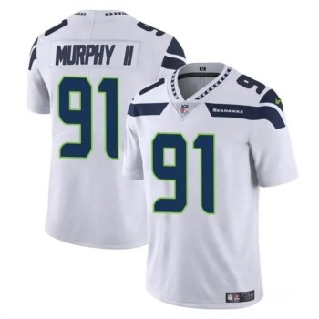 Men's Seattle Seahawks #91 Byron Murphy II White 2024 Draft Vapor Limited Stitched Football Jersey Men's Seattle Seahawks #91 Byron Murphy II White 2024 Draft Vapor Limited Stitched Football Jersey
